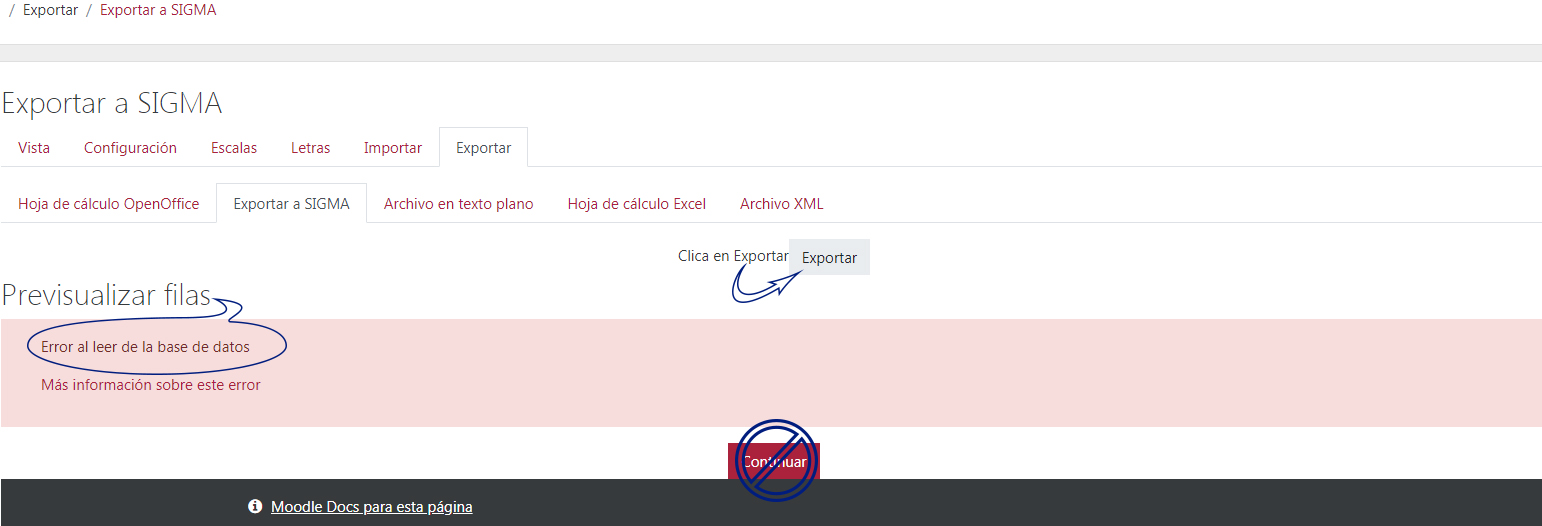 Exportación de calificaciones a SIGMA